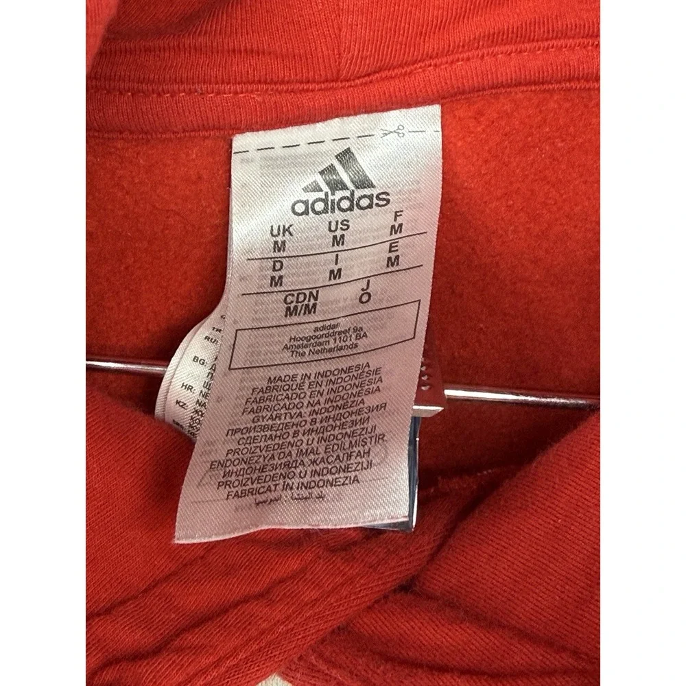 Adidas Men's Red White Black Essentials Colorblock Hoodie Sweatshirt Size‎ M